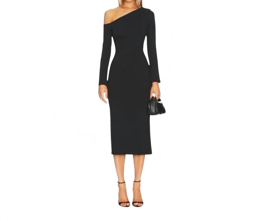 NEW ENZA COSTA exposed shoulder midi dress in black